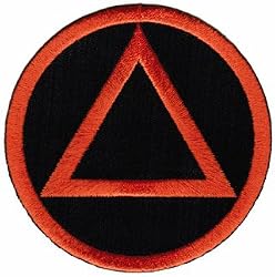 Circle Triangle Sobriety Patch Embroidiered Iron-On Sober Emblem Black Orange