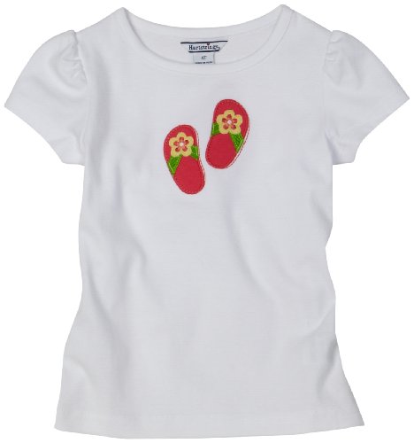 Hartstrings Girls 2-6x Toddler Appliqued Short Sleeve Tee, White, 2T