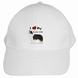 I Love My Border Collie White Cap Hat