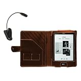 NAVITECH Housse a rabat en cuir bycast marron Liseuse  lampe de lecture avec clip de fixation pour le Kobo Touch by Fnac