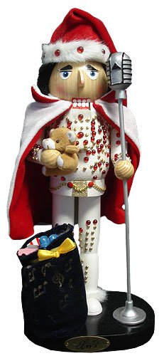 16 Elvis Presley In Santa Hat With Vintage Microphone Wooden Nutcracker