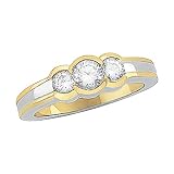 3 Diamond Bridal Anniversary Band 3/4 ct. Bezel Set in 14K Two Tone Gold