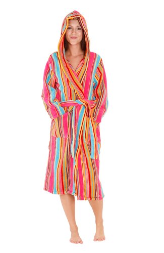 Alexander Del Rossa Women's Fleece Hooded Bathrobe Robe