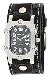 Nemesis #STH007K Men's Stainless Steel Signature Rectangular Leather Cuff Watch
