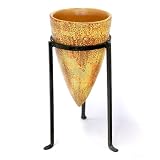 Handmade Terra-cotta Golden Sunset Vase With Chic Contemporary Stand
