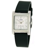 Lorus Ladies Silver Tone Watch Black Leather Strap