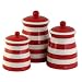 Ronnie's Terramoto Ceramic, 3-Piece Canister Set, Red Stripes