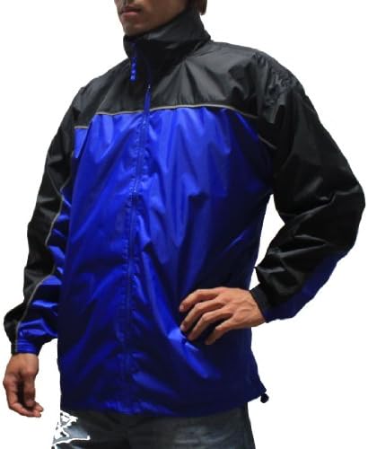 Mens Zip-Up Athletic Wind Breaker / Jersey Jacket - Blue (Size: S)