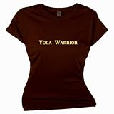 Flirty Diva Tees Woman's SoftStyle T-Shirt-Yoga Warrior-Brown-Yellow