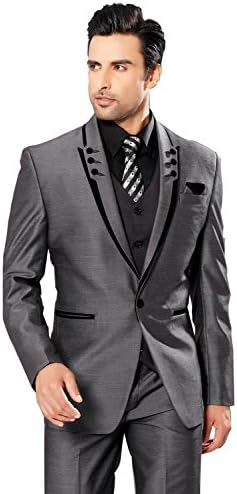 JiTu Slim fit blazer male peak Lapel groom grey suits terno slim morning suit imported suits