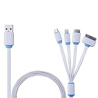 Micro USB Cable, 39'' Multi USB Adapter Charging Cable with 4 Connectors for Iphone,ipad mini air 2 3 4, Ipod, Samsung, Htc,and Other Android Phone by M2R