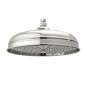 Rohl 1047/8PN 12-Inch Diameter Bordano Shower Rose Showerhead with Easy Clean Anti-Cal Spray Pattern Swivel, Polished Nickel