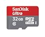 SanDisk Ultra 32GB microSDHC UHS-I Card with Adapter, Grey/Red, Standard Packaging (SDSQUNC-032G-GN6MA)