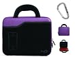 Dark Purple Laptop Sleeve Case for 10 inch Acer Iconia Tab A500-10S16u, A500-10S32u, W500-BZ467 Tablet + A Carabiner Hook. Additional teddy bear cellphone keychain charm for a Valentine Gift!