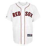 MLB Men's Boston Red Sox Dustin Pedroia White Home Short Sleeve 6 Button Synthetic Replica Baseball Jersey  (White, X-Large)
