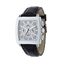 Adee Kaye Mens Monako Chronograph Watch With Silver Dial and Black Band