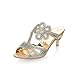 Carol Shoes Fashion Rhinestone Womens Mid Heel Peep Toe Sandals Slippers
