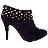 M63 New Womens Purple Studded Ankle Shoe Boots Sizes 3-8 Uk