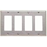 Leviton 84412-40 4-Gang Decora/GFCI Device Decora Wallplate, 302 Stainless Steel, Device Mount, Stainless Steel