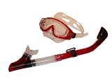 Red Full View Mask and Dry Snorkel Set by 101SNORKEL