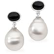 14K White Gold Paspaley South Sea Cultured Pearl and Onyx Earrings - 12.00mm