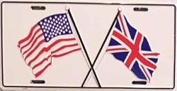 LP - 476 USA / Britain Crossed Flags License Plate - 2358
