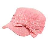 Kids 3-7+ Heart Ribbon Bow Pleat Cadet Hat Cap Pink