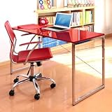 ワークデスク デザイン 高い質感のおしゃれな パソコンデスク W1200 レッド 100-DESK039R