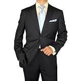 Modern Signature Collection Italian Fit Mens Suit Italian Merino Wool 140s Two Button Jacket Plus Flat Front Pants Modern Business Suit Charcoal Herringbone