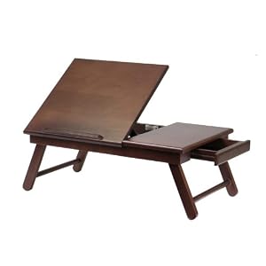 Alden Laptop Tray with Foldable Legs in Antique Walnut Finish