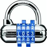 Master Lock 1534D Password Plus Combo Lock in Black, Blue, Red, White, Colors may Vary, 1-Pack