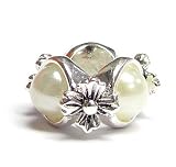 Queenberry (Free S/H) Mother's Day Gift 925 Sterling Silver Flower Bead Charm White Pearl f/ Pandora Troll Biagi Chamilia Bracelets Birthstone June