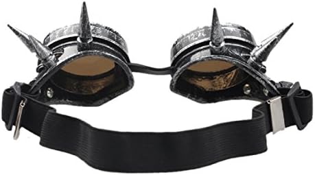 Meily(tm) New Vintage Rivet Punk Windproof Mirror Gothic Lenses Goggles Glasses Ancient Silver