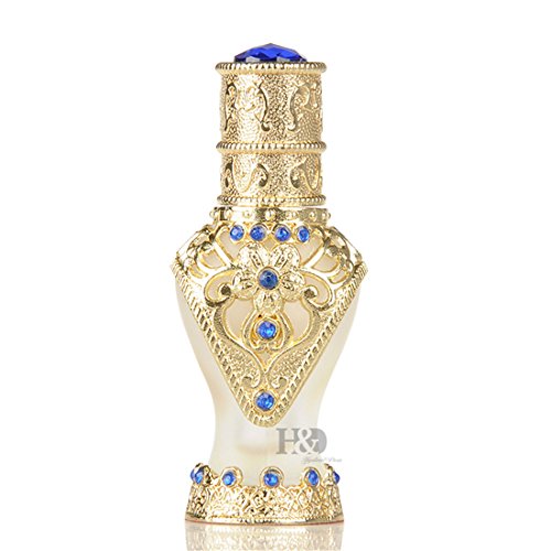 H&D Xmas Gift Vintage Refillable Empty Cut Crystal Metal Perfume Bottle Scented Fragrance Container Travel Size 9ml