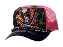 ED HARDY by Christian Audigier Trucker Hat Chain Cap Mens Womens Unisex Tattoo Black/Pink OSFA