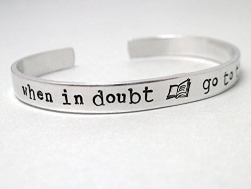 Harry Potter Bracelet - When In Doubt Go to the Library - Hand Stamped Aluminum Cuff - customizable