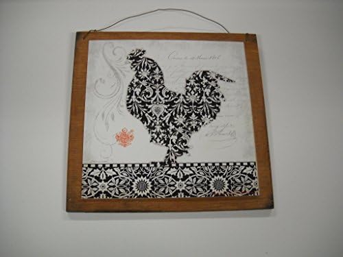 Black and White Country Rooster Wooden Kitchen Wall Art Sign Farm French Decor