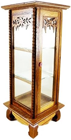 Dollhouse Miniature Shelf Cabinet Handcrafted Teak Wood Decoration Triangular 2.625" X 2.625" X 6.75"