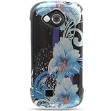 Crystal Hard Black with Blue Flowers Design Cover Case for SAMSUNG REALITY  ....