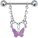 Purple Gypsy Butterfly Chain Drop Nipple Ring
