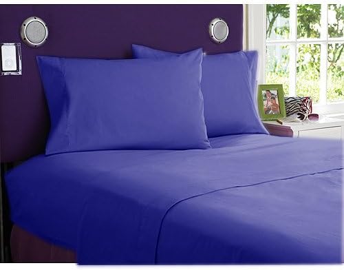 100%Pima Cotton Blue Solid 100%Pima Cotton Cotton 500 Thread Count Gokul Linen Full-XXL 54X84 Inch Size Bed Sheet Set 4PCs Pocket Depth 27 Inch Drop