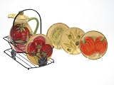 Certified International Herb Garden 6-Piece Olive Oil Set with Metal Rack