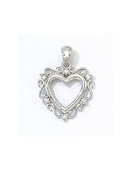 14K White Gold Diamond Heart Pendant with 18" Chain