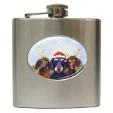 Limited Edition Violano Hip Flask Dachshund Santa & Reindeer