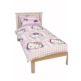 Character World Hello Kitty Candy Stripe Single Rotary Duvet Set