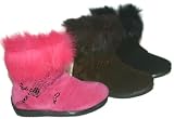 Infant & Toddler Girls Pink Brown or Black Sparkling Sequin Maribou Fur Boots