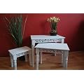 Beistelltisch Set 3 tlg. Landhaus antik wei� Shabby