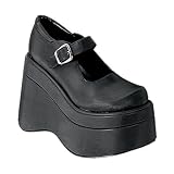 SIN, 5 Black Gothic Platform Mary-Jane Wedge Shoe by Demonia