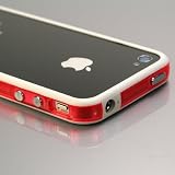 i-Beans 「全60色」iPhone 4　Mixed Plastic(Soft+Hard)　Bumper Case　信号守るシリコン+ブラスチック　バンパー 　保護液晶フィルム　USB充電ケーブル付　T.RED/WHT(371-44)