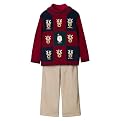 Toddler Boys' BT Kids 3pc Reindeer Sweater,Top,Pant Set - Red/Khaki